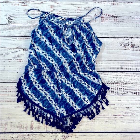 Victoria’s Secret Blue Tie-Dye Tassel Romper size Large - Picture 1 of 6
